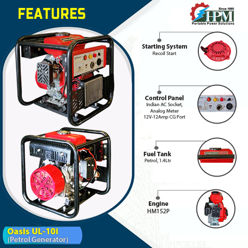 1 KVA Petrol Inverter Generator, Model Oasis UL-10i , Recoil Start